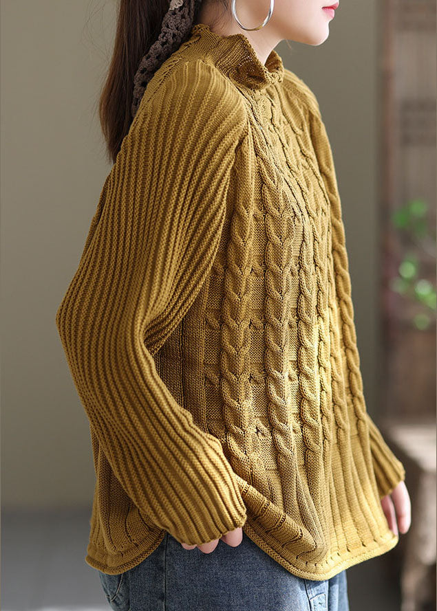 Chic Yellow Turtle Neck warme Strickpullover Winter