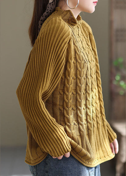 Chic Yellow Turtle Neck warme Strickpullover Winter