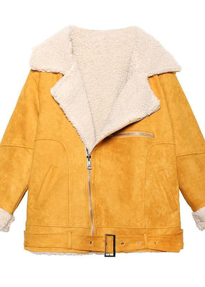 Chic black Fashion Coats Women Inspiration tie hem thick jackets - SooLinen