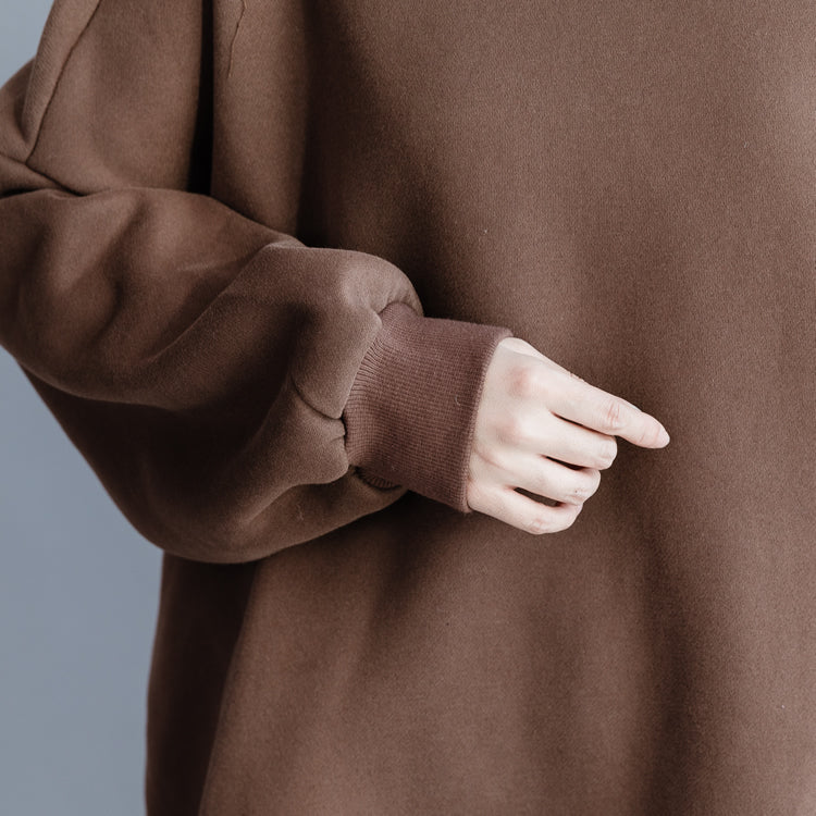 Schicke schwarze Baumwoll-Leinen-Tops Damen Plus Size Tunika High Neck Baggy Tops