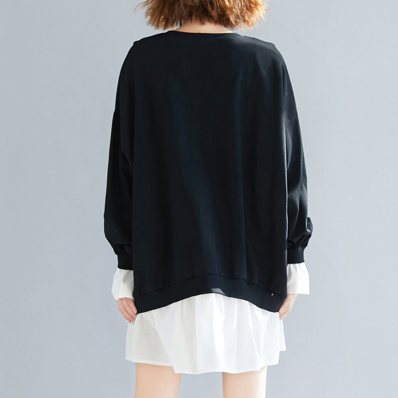 Schicke Baumwollkleider mit ausgestellten Ärmeln und Stitches Work Outfits, schwarzes Etuikleid