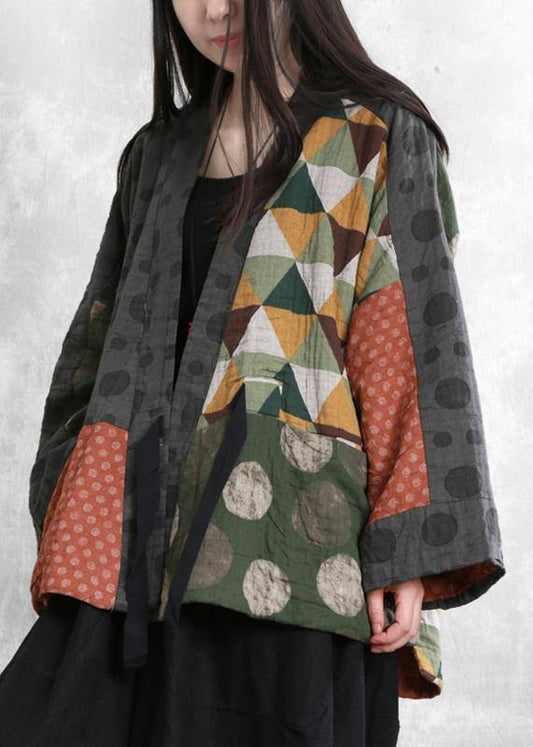 Chic floral fine crane coats Sleeve v neck trumpet sleeves fall jackets - SooLinen