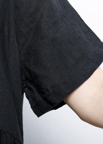 Chic linen cotton Robes Women Pure Color Pleated Elegant A-Line Dress - SooLinen