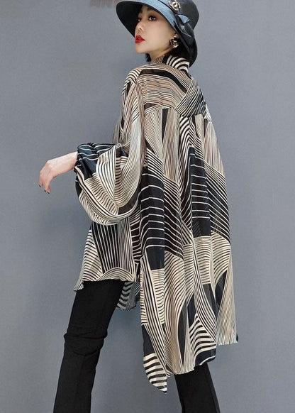 Schicke gestreifte Chiffon-Hemdbluse mit niedrigem und hohem Design