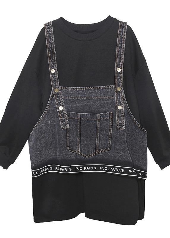 Chic o neck Letter dresses Work Outfits black two pieces Dresses - SooLinen