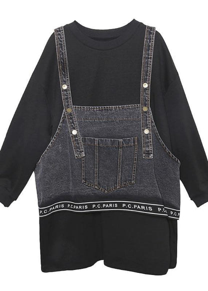 Chic o neck Letter dresses Work Outfits black two pieces Dresses - SooLinen