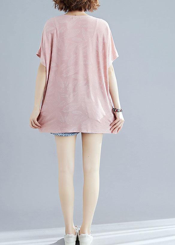 Chic o neck blended tunic top Tunic Tops pink tops summer - SooLinen