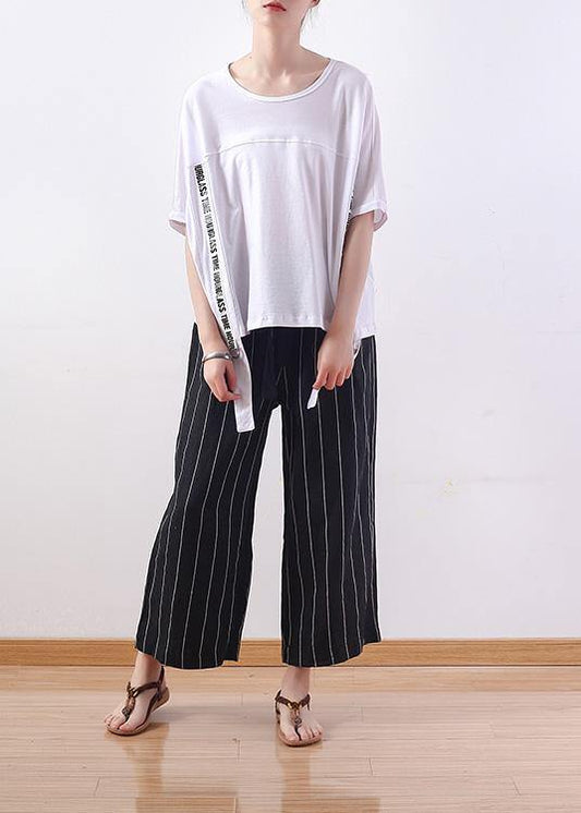 Chic o neck cotton shirts women Shirts white blouses summer - SooLinen