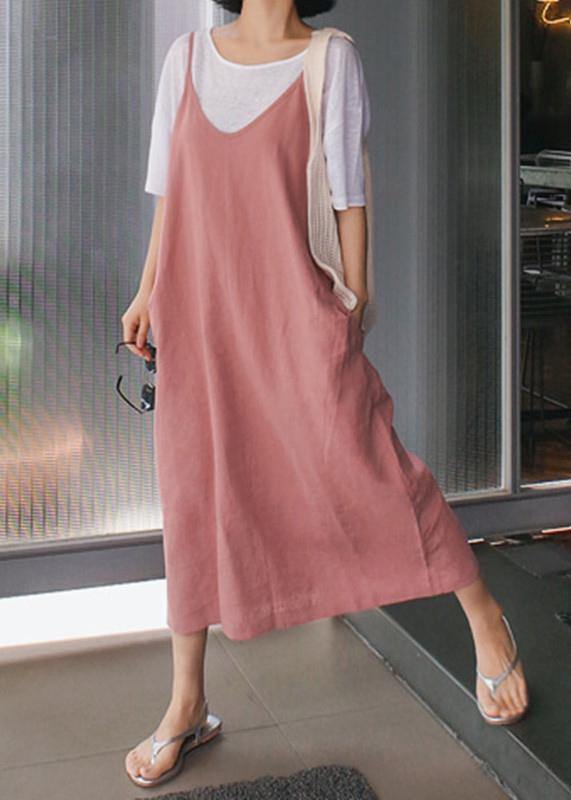 Chic pink cotton Soft Surroundings Spaghetti Strap Maxi Dress - SooLinen