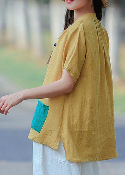 Chic shirts women Plus Size Cotton Literary White Summer Cardigan Short Sleeve Shirt - SooLinen