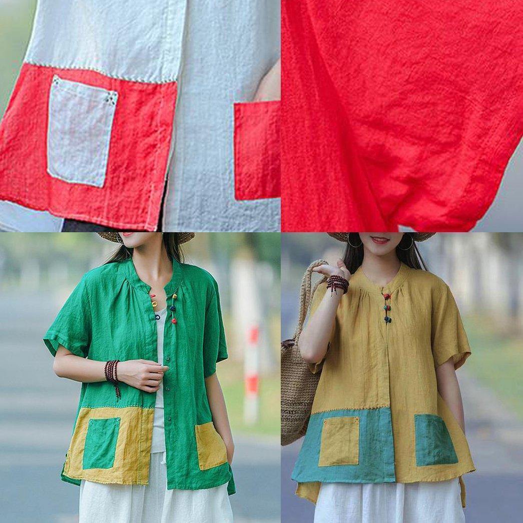 Chic shirts women Plus Size Cotton Literary White Summer Cardigan Short Sleeve Shirt - SooLinen