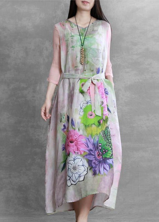 Chic v neck pockets summer dresses Photography floral Dresses - SooLinen