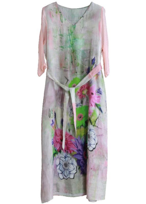 Chic v neck pockets summer dresses Photography floral Dresses - SooLinen