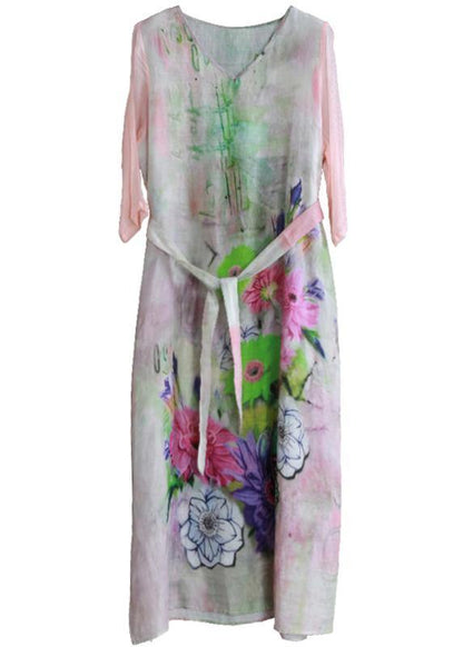 Chic v neck pockets summer dresses Photography floral Dresses - SooLinen