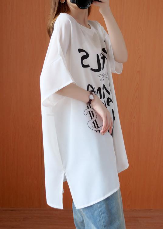 Chic white Letter clothes o neck oversized summer tops - SooLinen