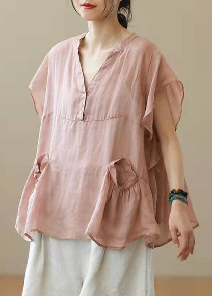 Schickes graues V-Ausschnitt Patchwork Herbst Shirt Top Kurzarm