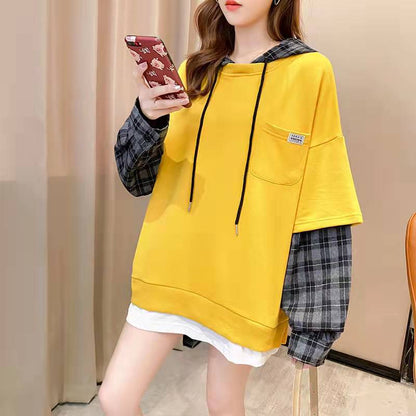 Chic Navy cotton Tunic pattern False Two Pieces daily Spring  Shirts