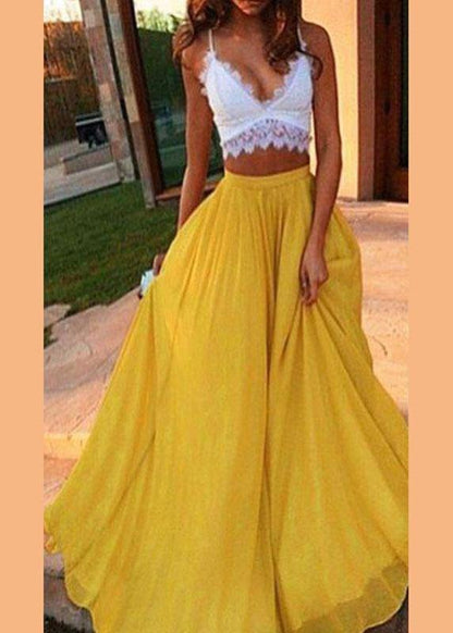 Chiffon pure-color full-skirted holiday beach dress fairy skirt - SooLinen