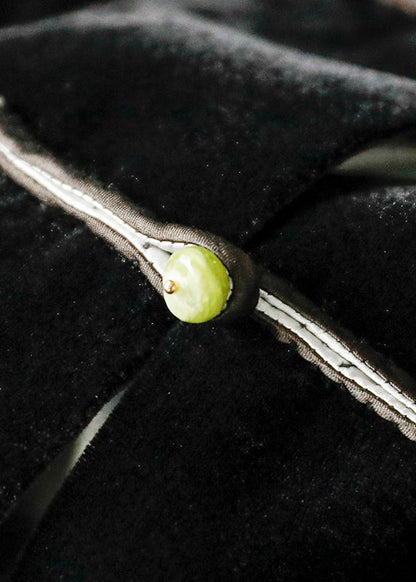 Chinesischen Stil Schwarz Stehkragen Bestickt Patchwork Velour Mäntel Langarm