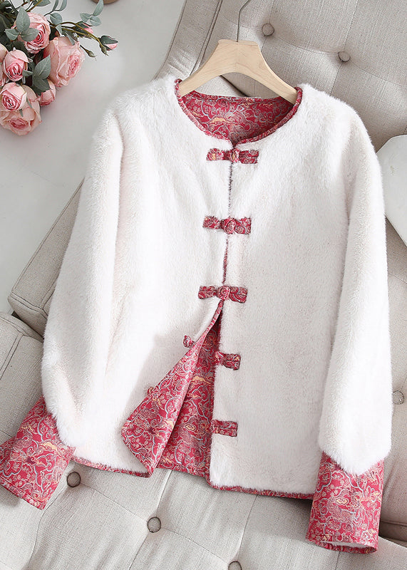 Chinese Style Black Wear On Both Sides Faux Mink Hair Jacket Winter