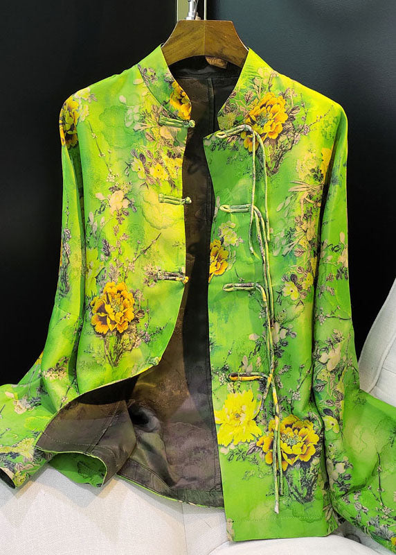 Chinesischen Stil Schwarzen knopf Stehkragen Jacquard seide mäntel