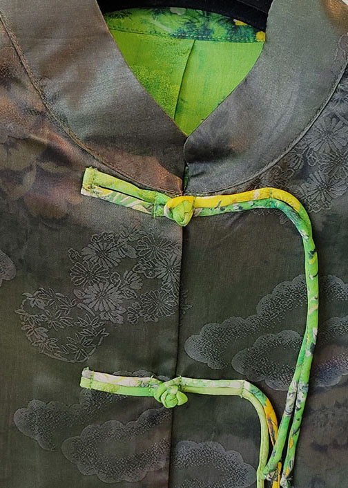 Chinesischen Stil Schwarzen knopf Stehkragen Jacquard seide mäntel