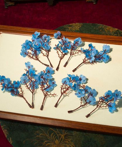 Chinese Style Blue Alloy Acrylic Floral Hairpin Suit