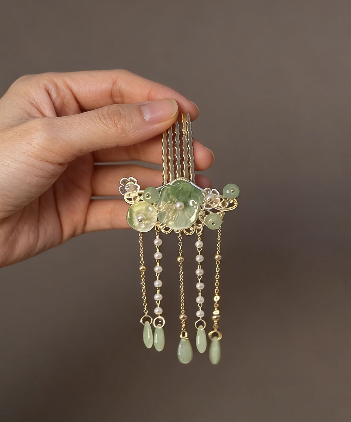 Chinese Style Cyan Sterling Silver Alloy Floral Tassel A Pair Hairpin