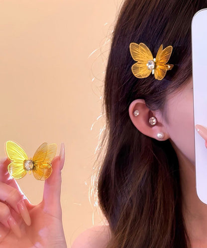 Chinese Style Gold Alloy Zircon Butterfly Four Hairpin