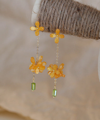 Ohrringe im chinesischen Stil aus Gold-Kupfer-Legierung mit Osmanthus-Quaste