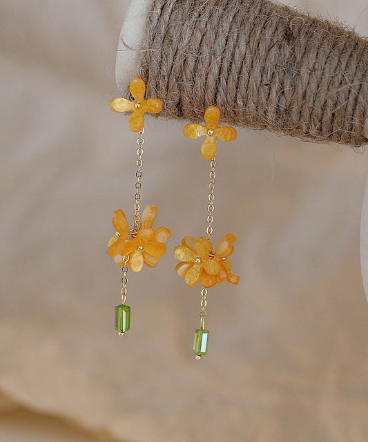 Ohrringe im chinesischen Stil aus Gold-Kupfer-Legierung mit Osmanthus-Quaste