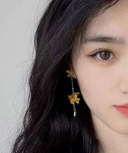 Ohrringe im chinesischen Stil aus Gold-Kupfer-Legierung mit Osmanthus-Quaste