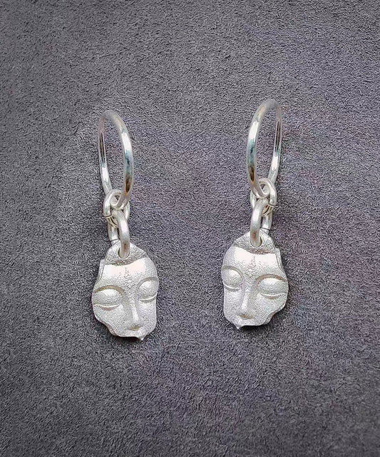 Chinese Style Gold Silver Bianyan Guanyin Earrings