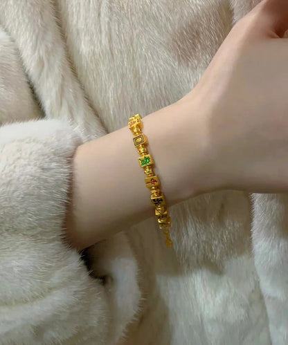 Chinese Style Gold Sterling Silver Overgild Mahjong Charm Bracelet