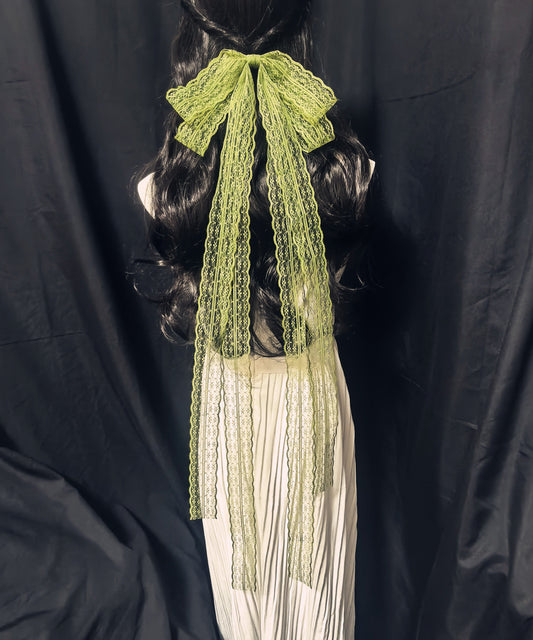 Horquilla de lazo de encaje de aleación verde estilo chino