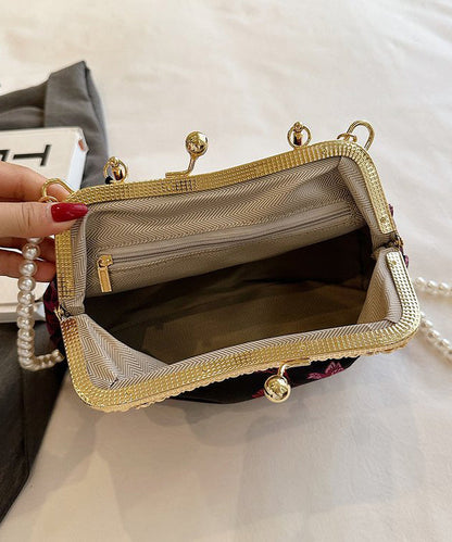 Chinese Style Green Print Tassel Zircon Tote Bag