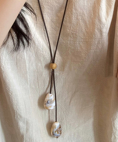 Collar con colgante retráctil con hebilla Bodhi Ping de tejido verde de estilo chino