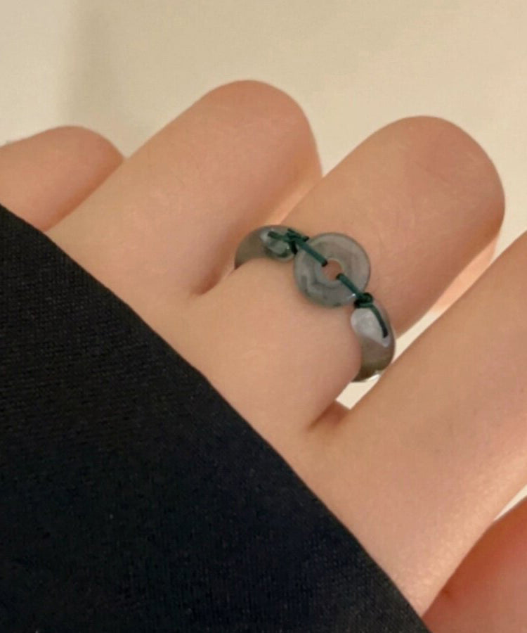 Chinese Style Green Weave Chalcedony Ping An Knot Bangle