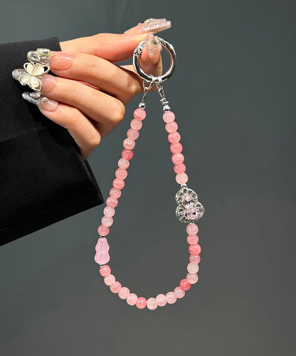 Cadenas para teléfono de acero inoxidable verde estilo chino con cuentas de calabaza y circonitas de cristal