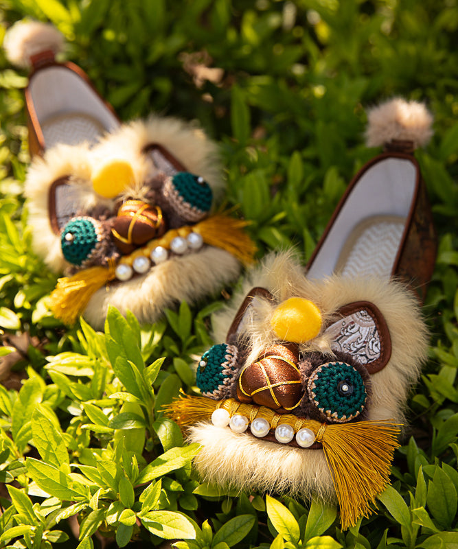 Zapatos planos cómodos con cabeza de tigre hechos a mano de estilo chino