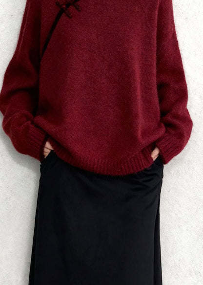 Warme Strickoberteile im chinesischen Stil mit Stehkragen aus Maulbeerbaumholz für den Winter