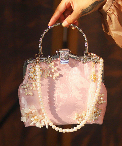 Chinese Style Pink Nail Bead Zircon Tote Bag
