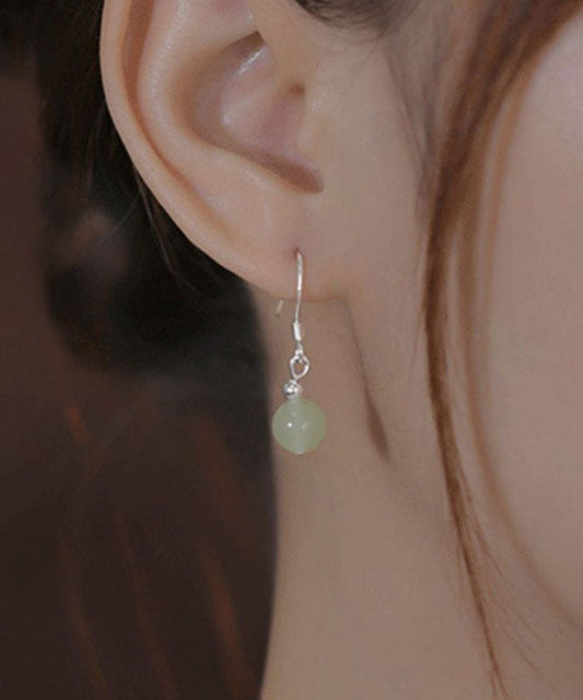 Pendientes colgantes de jade dorado de plata esterlina roja de estilo chino