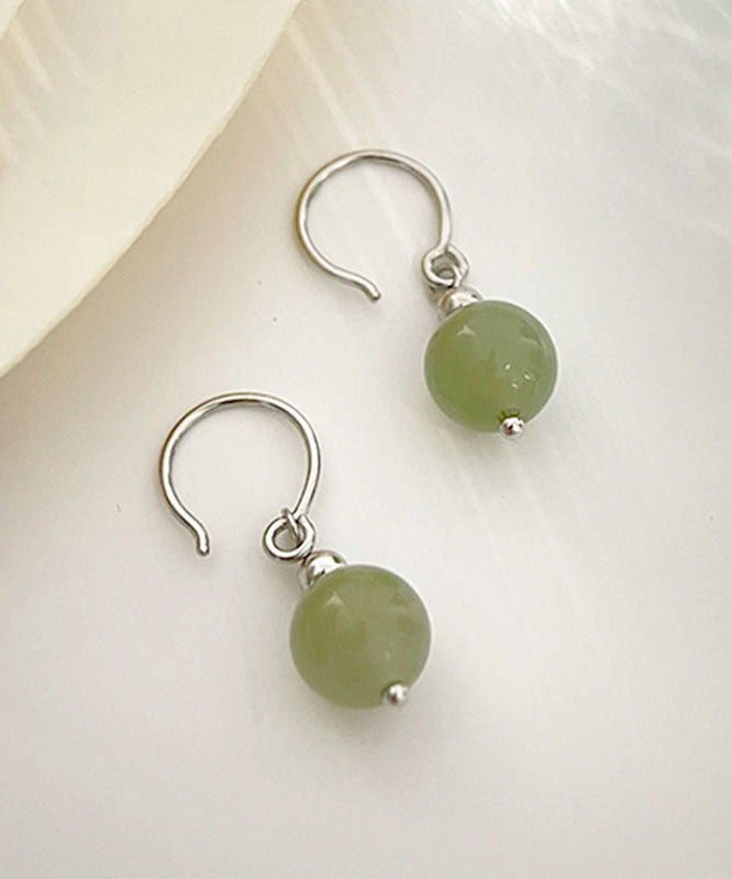 Pendientes colgantes de jade dorado de plata esterlina roja de estilo chino