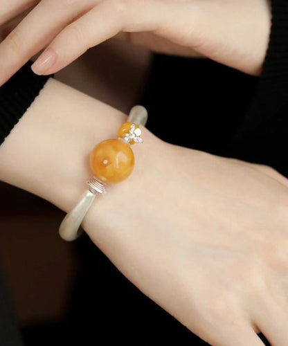 Chinese Style Silk Copper Beeswax Floral Bangle