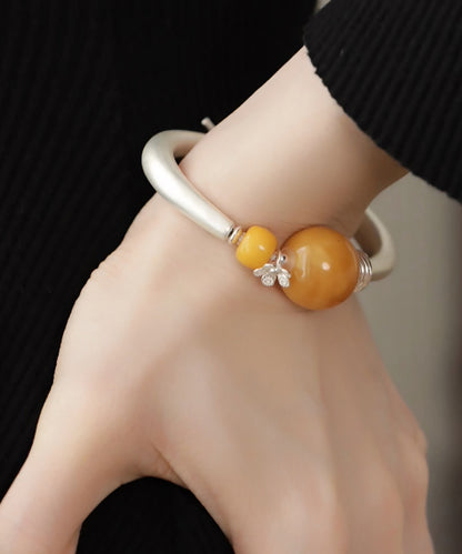 Chinese Style Silk Copper Beeswax Floral Bangle