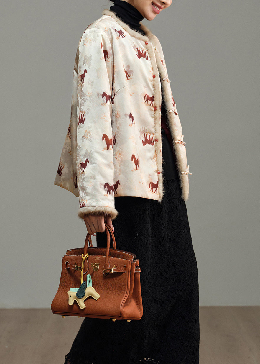 Wintermantel im chinesischen Stil, beidseitig tragbar, Jacquard-Pelz-Patchwork