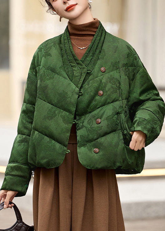 Wintermantel im chinesischen Stil, gelb, Jacquard-Pelz-Patchwork, Entendaunen