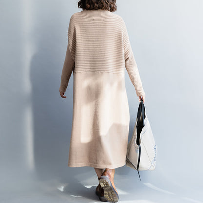 Weihnachtspullover-Kleid-Outfit in Übergröße mit hohem Halsausschnitt, hautfarben, DIY-Strickkleid