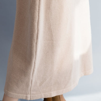 Weihnachtspullover-Kleid-Outfit in Übergröße mit hohem Halsausschnitt, hautfarben, DIY-Strickkleid